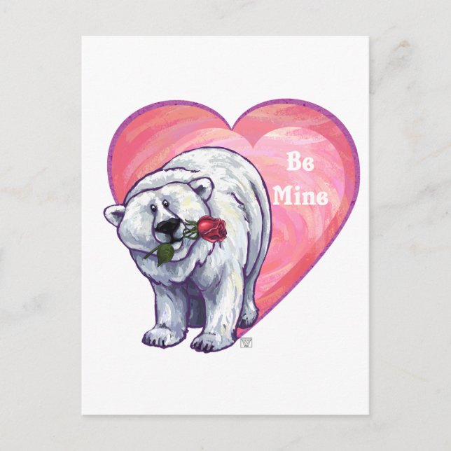 Polar Bear Valentine's Day Holiday Postcard (Front)
