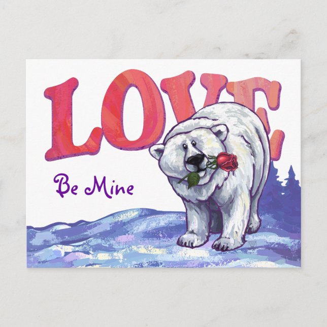 Polar Bear Valentine's Day Holiday Postcard (Front)
