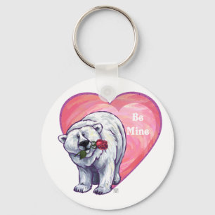 Polar Bear Valentine's Day Keychain