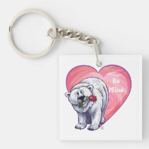 Polar Bear Valentine's Day Keychain