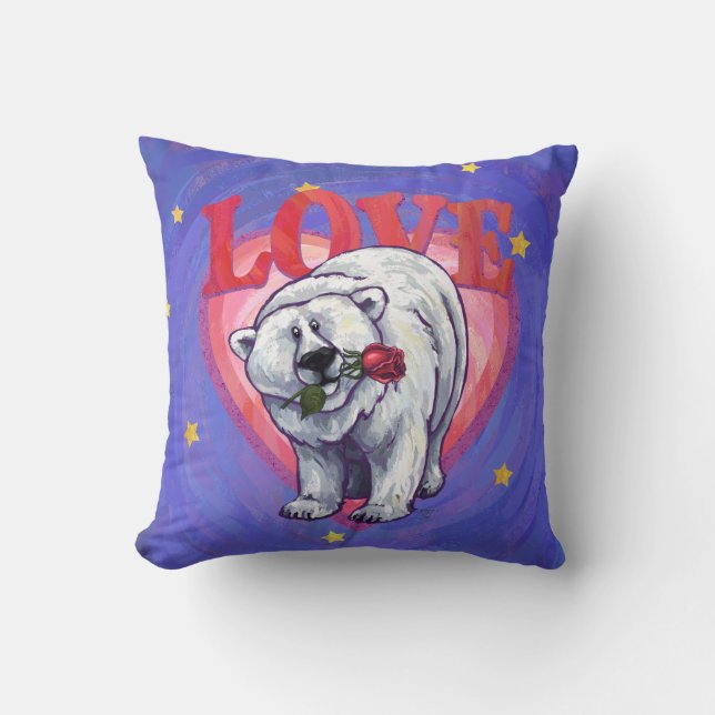 Polar Bear Valentine's Day Throw Pillow (Front)