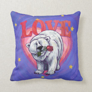 Polar Bear Valentine's Day Throw Pillow