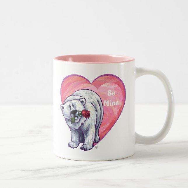 Polar Bear Valentine's Day Two-Tone Coffee Mug (Right)