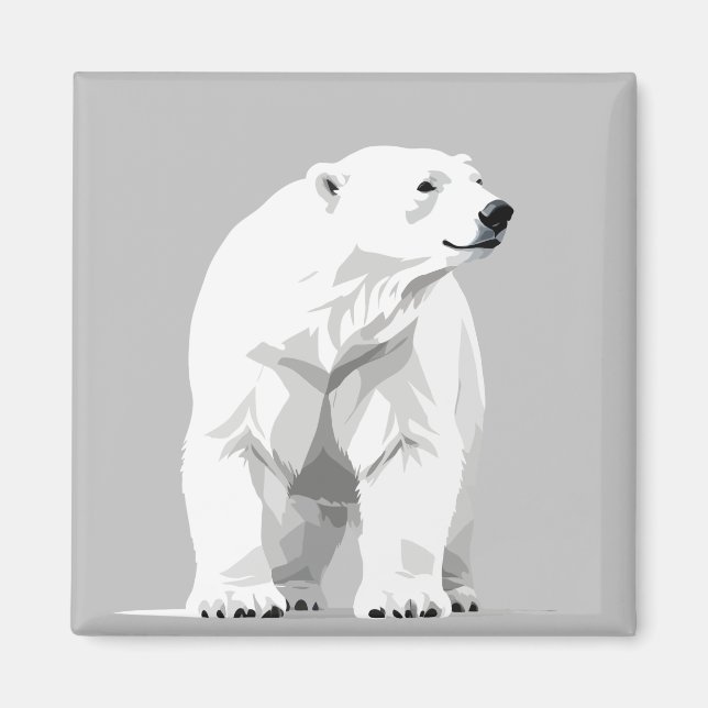 Polar Bear Vector Graphic Art Portrait Animal Wild Magnet (Front)
