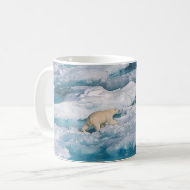 Polar Bear walking on the Sea Coffee Mug (Front Left)