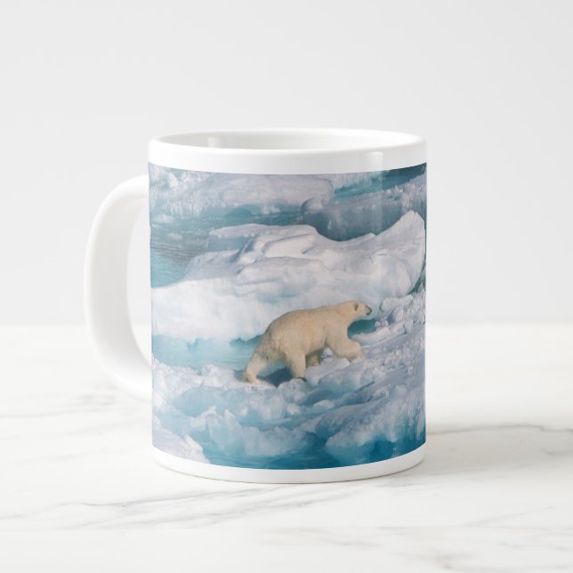 Polar Bear walking on the Sea Large Coffee Mug (Front Left)