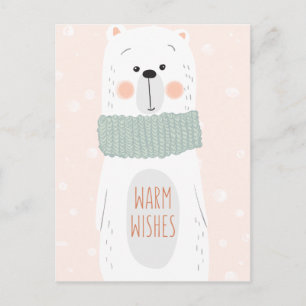 Polar bear - Warm Wishes - Fun Christmas postcard
