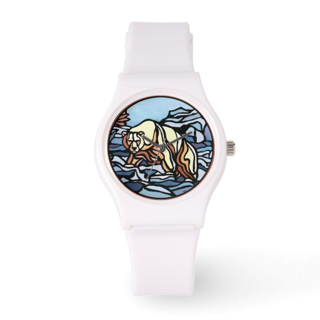 Polar Bear Watch Native Art Bear Wrist Watch (Front)