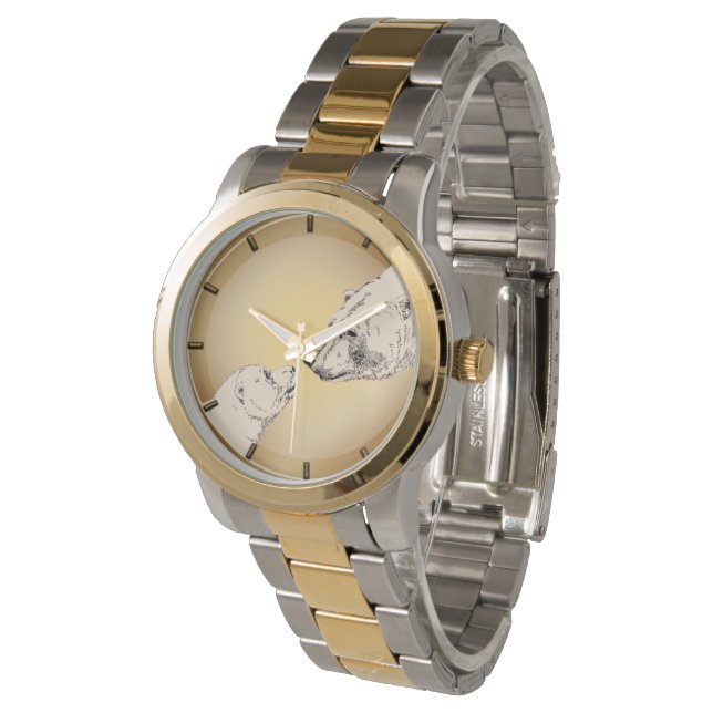 Polar Bear Watch Wildlife Art Bear Wrist Watch (Angled)