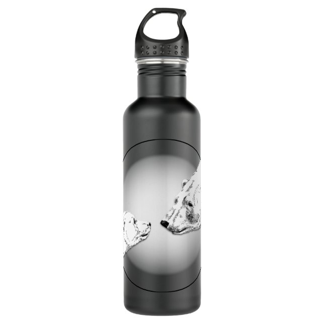 Polar Bear Water Bottle Bear Cub Art Water Bottle (Front)