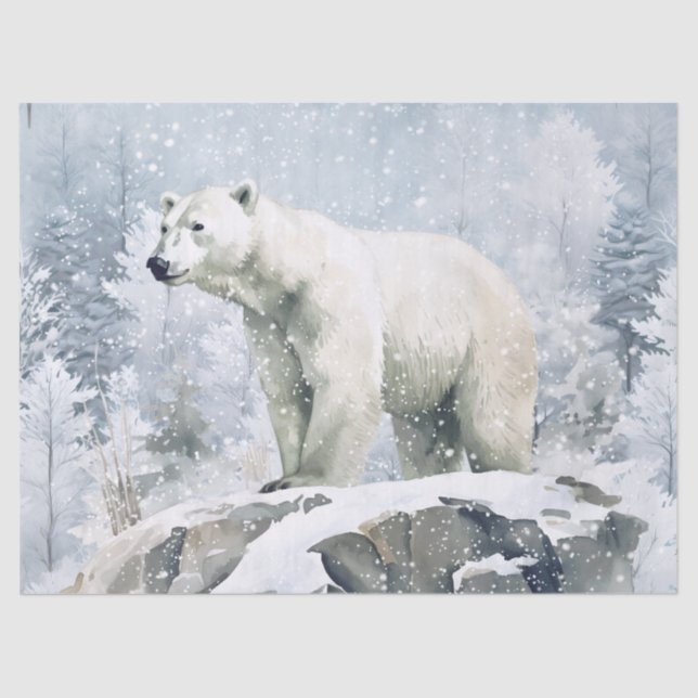 Polar Bear Watercolor Tissue Paper (Front)