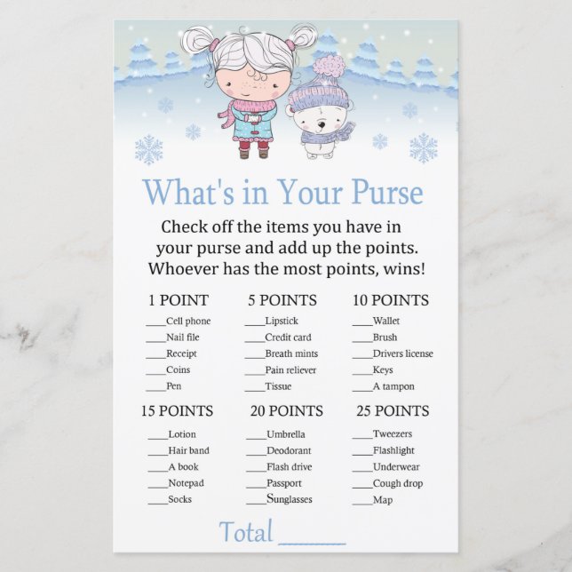 polar bear What's in your purse game (Front)