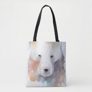 Polar Bear Wild Animal Nature Watercolor Art  Tote Bag