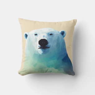 Polar Bear Wild Nature Animal Colors Art Painting Throw Pillow