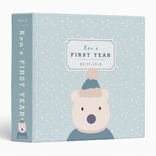 Polar Bear Winter Baby Photo Book Blue Binder