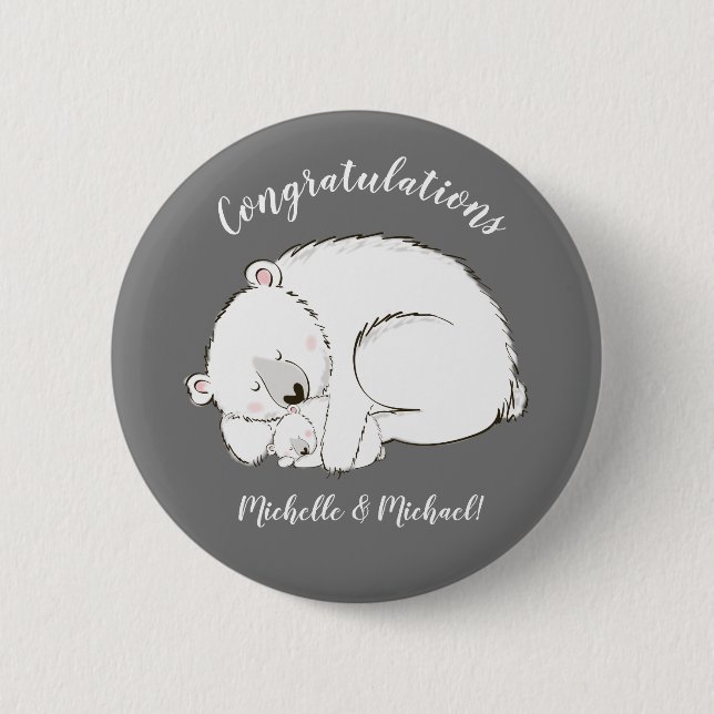 Polar Bear Winter Baby Shower 2 Inch Round Button (Front)