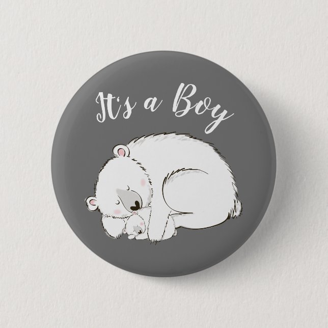 Polar Bear Winter Baby Shower 2 Inch Round Button (Front)