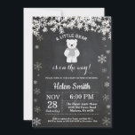Polar Bear Winter Baby Shower Chalkboard Invitation<br><div class="desc">Polar Bear Winter Baby Shower Invitation. White Snowflake. Boy or Girl Baby Shower Invitation. Winter Holiday Baby Shower Invite. Chalkboard Background. Black and White. For further customization,  please click the "Customize it" button and use our design tool to modify this template.</div>