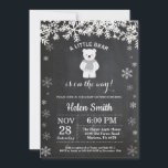 Polar Bear Winter Baby Shower Chalkboard Invitation<br><div class="desc">Polar Bear Winter Baby Shower Invitation. White Snowflake. Boy or Girl Baby Shower Invitation. Winter Holiday Baby Shower Invite. Chalkboard Background. Black and White. For further customization,  please click the "Customize it" button and use our design tool to modify this template.</div>