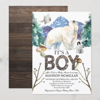Polar Bear Winter Baby Shower Invitation