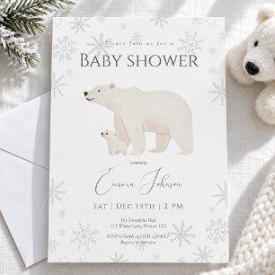 Polar Bear Winter Baby Shower Invitation Gender