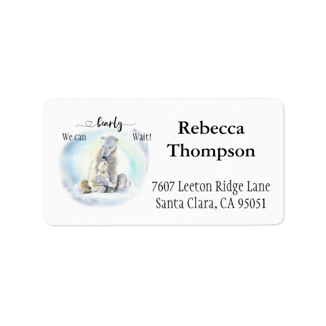 Polar Bear Winter Bearly Wait Baby Shower Address Label (Front)