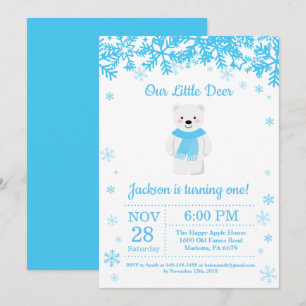 Polar Bear Winter Boy Birthday Invitation
