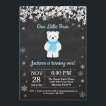 Polar Bear Winter Boy Birthday Invitation<br><div class="desc">Polar Bear Winter Boy Birthday Invitation. White Snowflake. Boy Birthday Party Invitation. Winter Holiday Bday. 1st First Birthday. 1st 2nd 3rd 4th 5th 6th 7th 8th 9th 10th 11th 12th 13th 14th 15th, any age. Chalkboard Background. Black and White. For further customization, please click the "Customize it" button and use...</div>