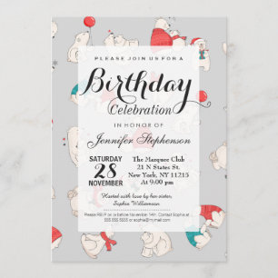 Polar Bear Winter Christmas Holiday Illustrations Invitation