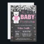 Polar Bear Winter Girl Baby Shower Chalkboard Invitation<br><div class="desc">Polar Bear Winter Girl Baby Shower Invitation. White Snowflake. Baby its cold outside Baby Shower invitation. Girl Baby Shower Invitation. Winter Holiday Baby Shower Invite. Chalkboard Background. Black and White. For further customization,  please click the "Customize it" button and use our design tool to modify this template.</div>