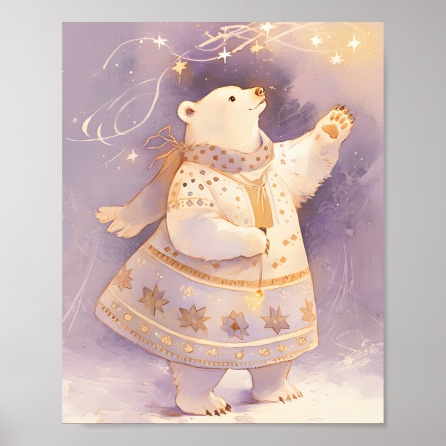 Polar Bear Winter Magic | Whimsical Nursery Art  Poster (Front)