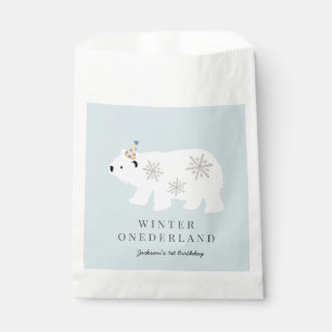 Polar Bear Winter Onederland Blue 1st Birthday Favour Bag