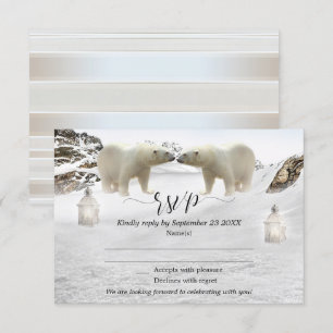 Polar Bear Winter Wedding RSVP Card