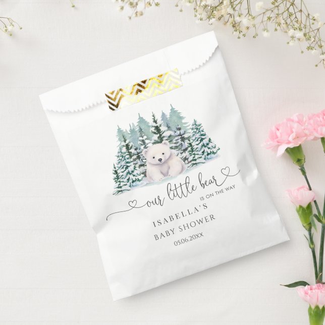 Polar Bear Winter Woodland Minimalist Baby Shower Favour Bag (Sealed)