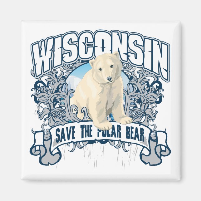 Polar Bear Wisconsin Magnet (Front)