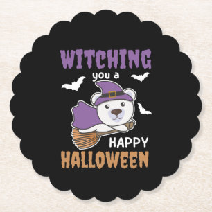Polar Bear Witch Witches Witching You A Happy Paper Coaster