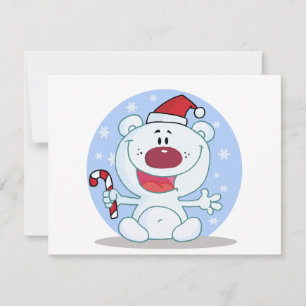 Polar  Bear With Candy Cane Holiday Tshirts