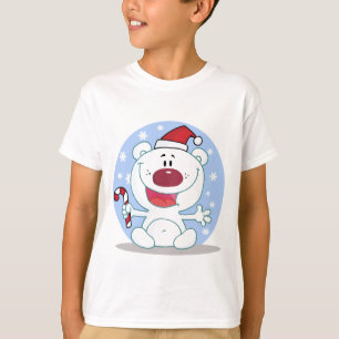 Polar Bear With Candy Cane Holiday Tshirts