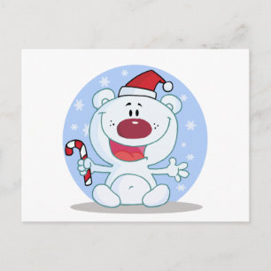 Polar Bear With Candy Cane Holiday Tshirts Postcard