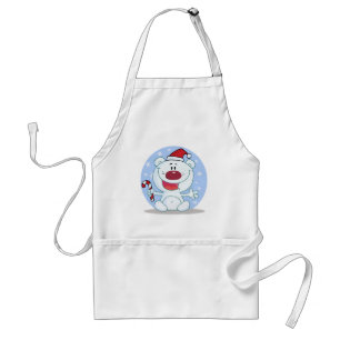 Polar  Bear With Candy Cane Holiday Tshirts Standard Apron