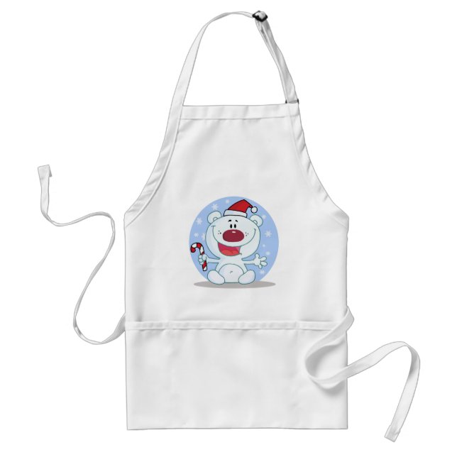 Polar  Bear With Candy Cane Holiday Tshirts Standard Apron (Front)