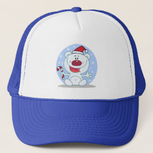 Polar Bear With Candy Cane Holiday Tshirts Trucker Hat