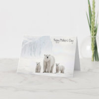 Polar Bear With Cubs For Mother's Day
