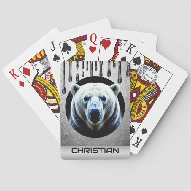 Polar Bear With Custom Name 🐻‍❄️ Playing Cards (Back)