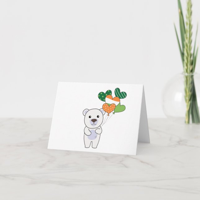 Polar Bear With Ireland Balloons Cute Animals Than Thank You Card (Front)