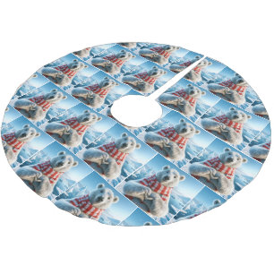 Polar Bear With Paws Forming a Heart Brushed Polyester Tree Skirt