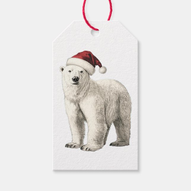 POLAR BEAR WITH SANTA HAT GIFT TAG (Front)