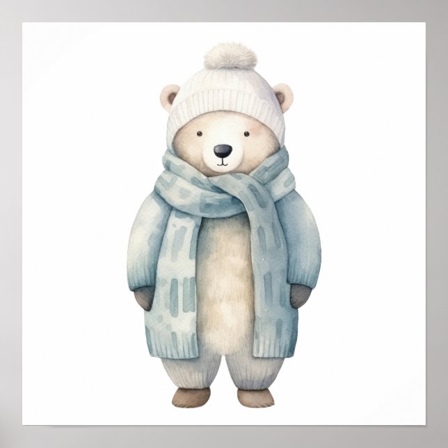 Polar bear with scarf and jacket poster (Front)