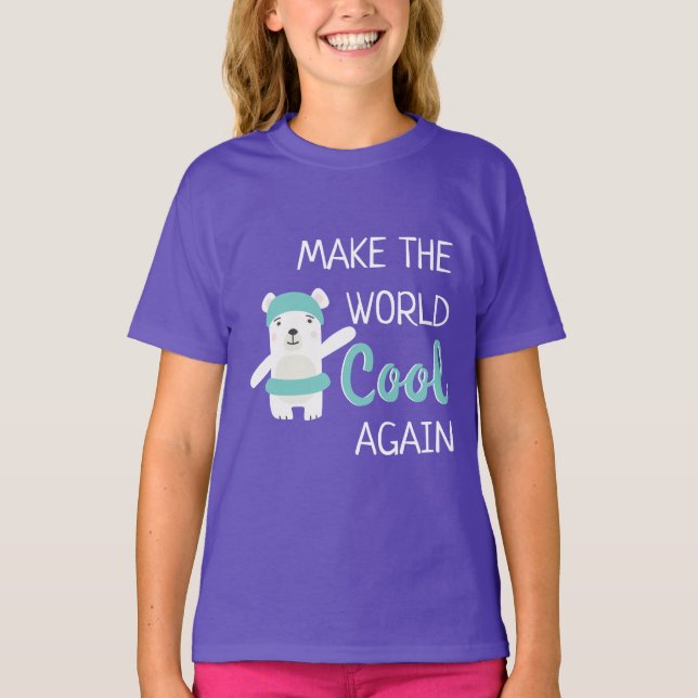 Polar bear with swim ring climate change T-Shirt (Front)