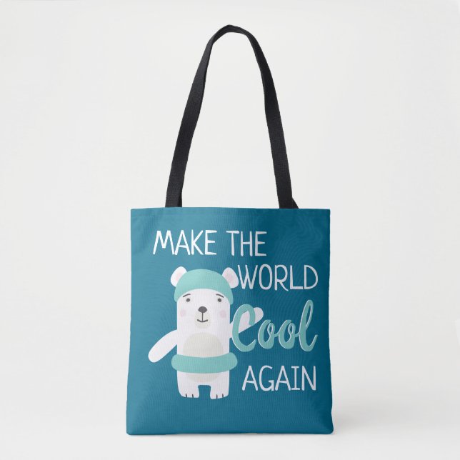 Polar bear with swim ring climate change tote bag (Front)